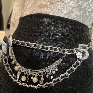 Silver Chain Belt with Charms